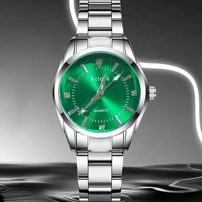 1pc Fashionable Women's Quartz Watch, Round Analog Display, Shock-Resistant Alloy Case & Band, Non, Button Battery - Elegant Timepiece