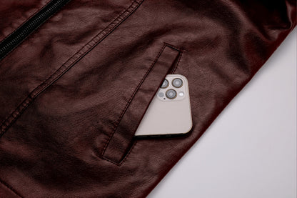Men'S Casual Jacket - Stand Collar Zip-Up Long Sleeve - 100% Polyurethane, Solid Color, Non-Stretch Woven Fabric, Regular Fit with Functional Pockets for Daily Wear