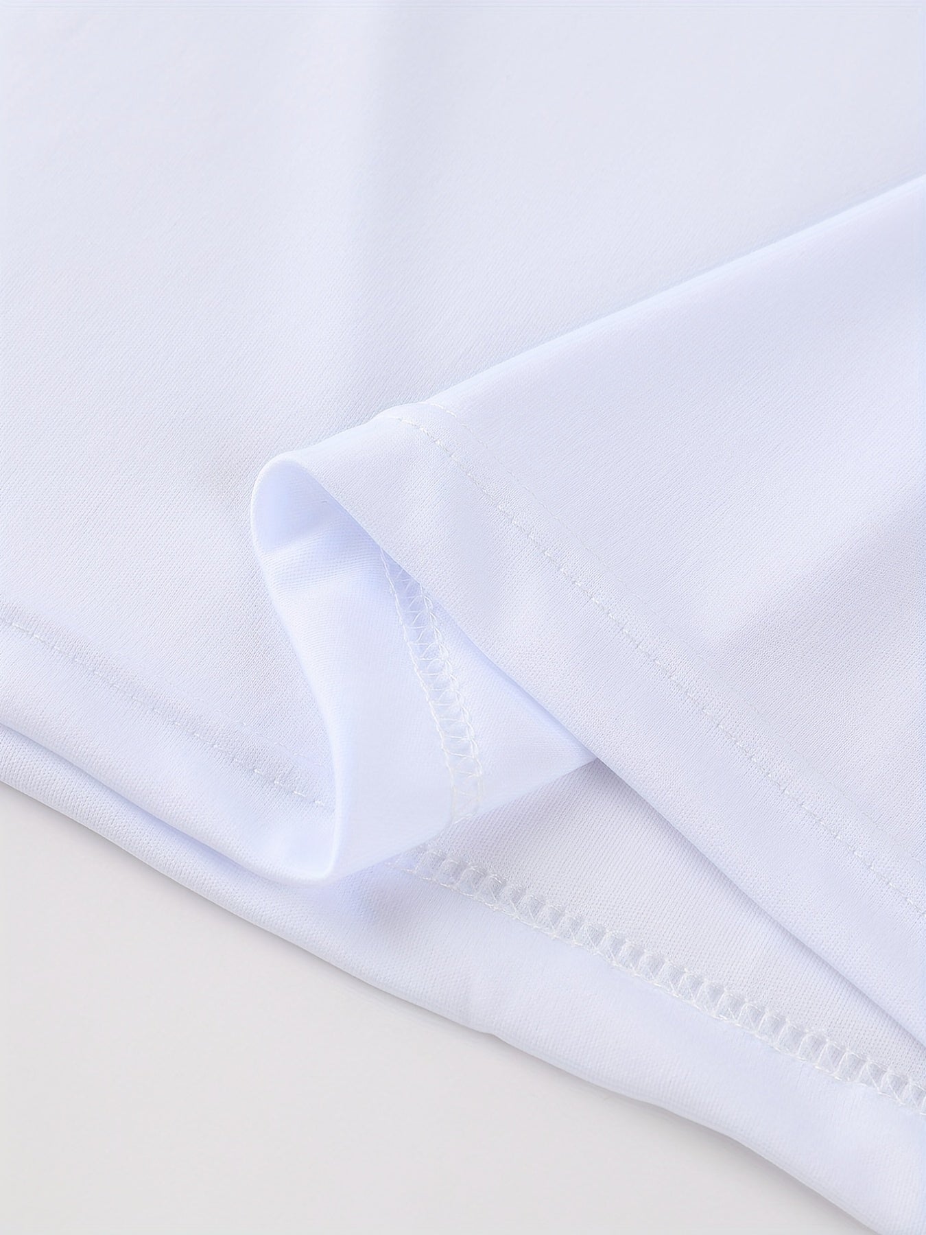 [Golf Apparel] Men's Classic White Shirt - Casual Summer Style with Short Sleeves, Zipper Collar, and Stretch Polyester Fabric - Perfect for Streetwear & Golf