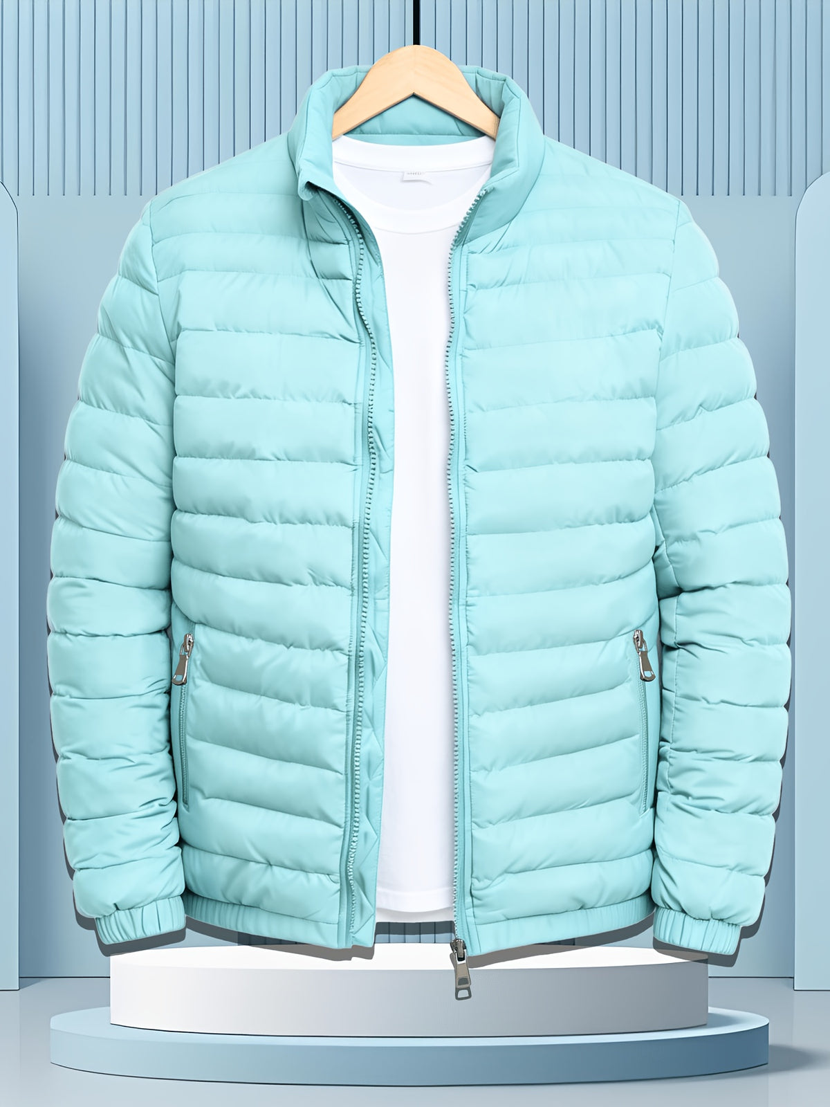 Men's Winter Softshell Jacket with Stand Collar and Zipper