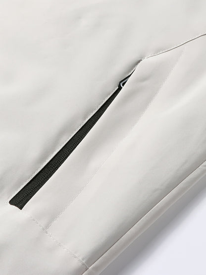 Men'S Stylish Black Hooded Windbreaker Jacket with Zipper Pockets - Casual, Loose Fit, Long Sleeve, Polyester Lining, Perfect for Spring and Fall, Casual Wear Jacket|Hooded Jacket|Zippered Jacke