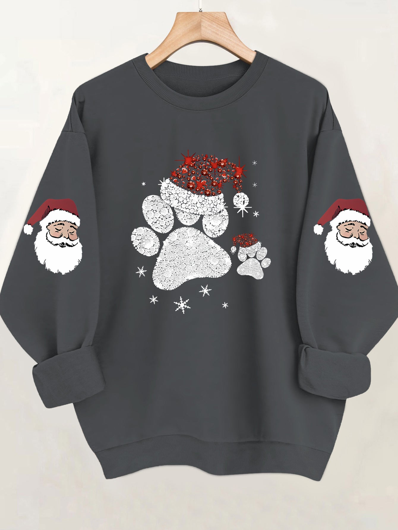 Women'S Glittery Snowman & Santa Hat Print Sweater - Winter Warmth with Red & Snowflakes, Round Neck Casual Sweater for Fall & Winter, Cozy Holiday Outfit For Christmas & New Year's, Christmas Sweater, Seasonal Fashion, Festi