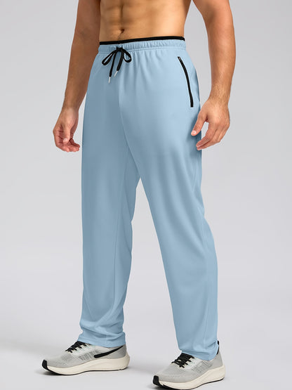 Men's Sports Pants With Drawstring And Zippered Pockets, Lightweight And Breathable Bottoms For Running/Casual Wear