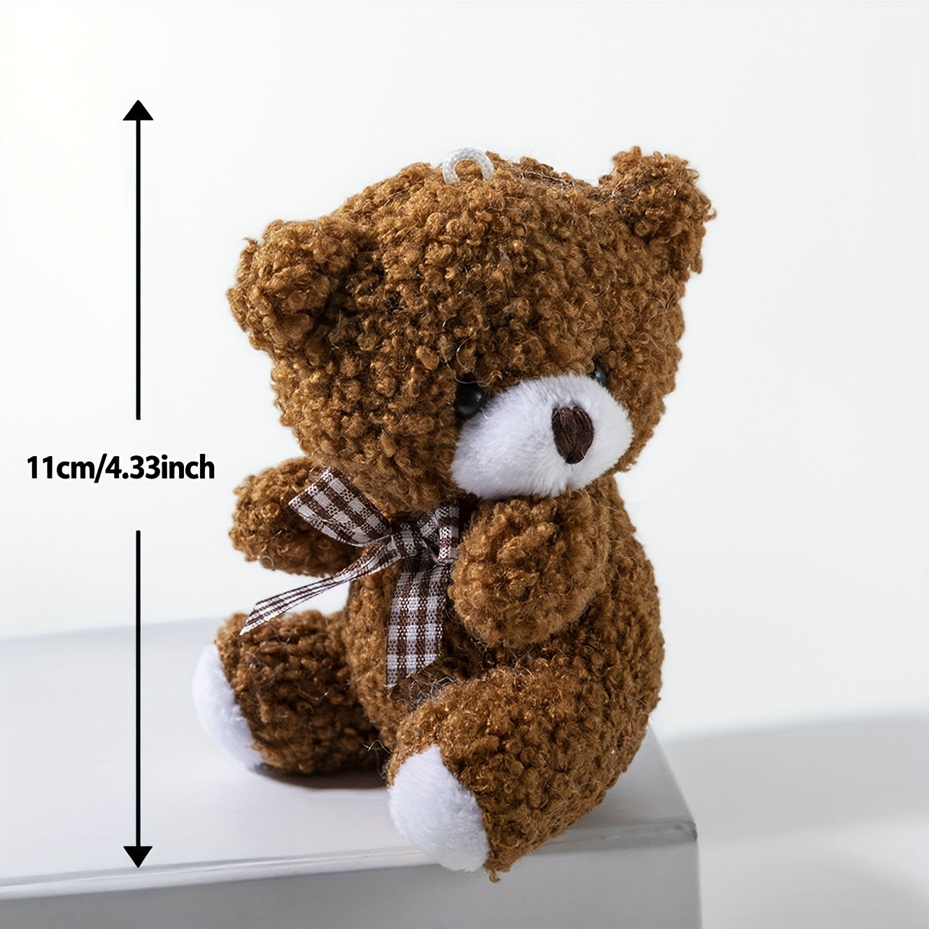1pc, a Cute Tilted-Head Bear Plush Toy, a Plush Keychain Accessory, a Teddy Bear Doll, a Gift for Bags, Birthday Present, Holiday Gift.