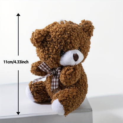 1pc, a Cute Tilted-Head Bear Plush Toy, a Plush Keychain Accessory, a Teddy Bear Doll, a Gift for Bags, Birthday Present, Holiday Gift.