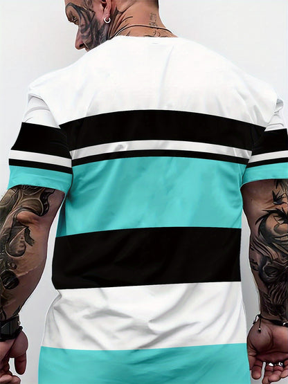 Men'S 3D Digital Print Short Sleeve T-Shirt - Breathable Round Neck, Non-See-Through, Lightweight  Comfortable, Casual Style with Eagle Logo, Perfect for All Seasons, Versatile Clothing   Stylish Graphic Tee   Comfortable Fi