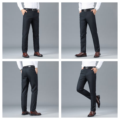 Men's Solid Color Business Casual Pants, Lightweight Business Style Versatile Trousers for Office