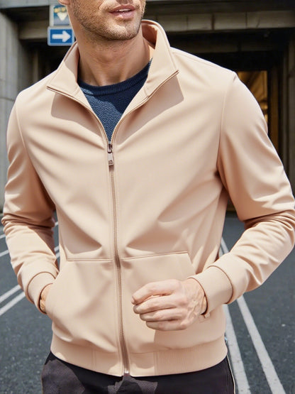 Men'S Lightweight Zip-Up Jacket - Stand Collar Windproof Coat with Full-Zip Closure, Front Pockets - Gym, Hiking, Casual Outerwear - Easy-Care Zipper Jacket for Everyday & Active Lifestyles, Gym Wear, Sleek Design, Durable Co