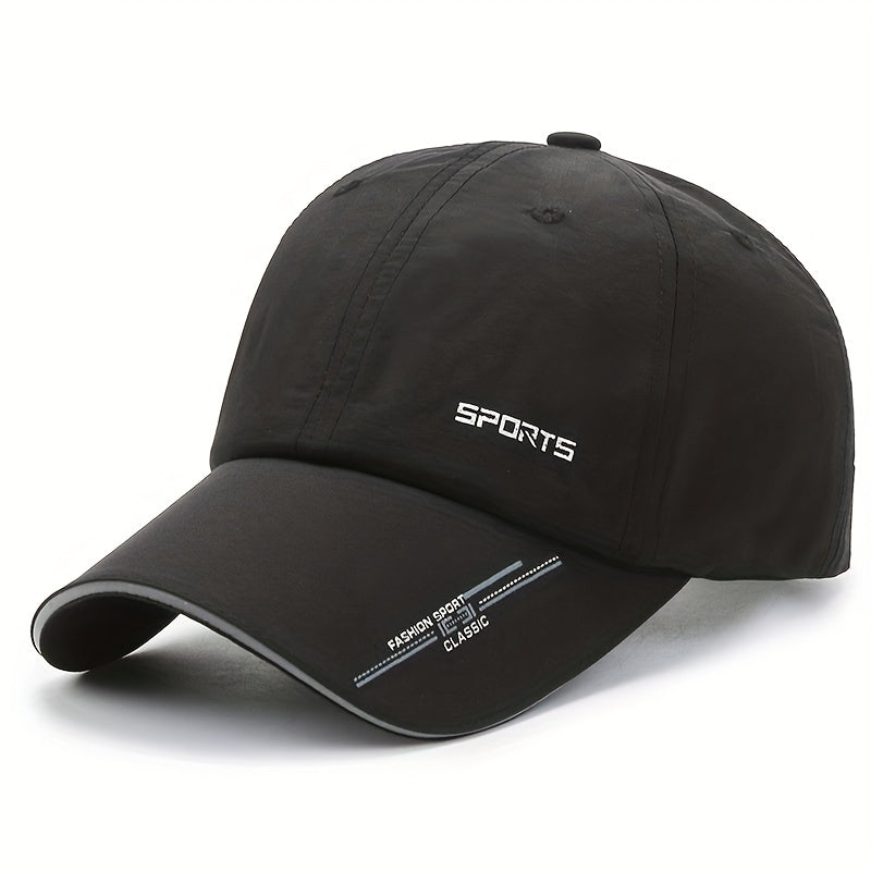 Unisex Polyester Baseball Cap, Quick-Dry Breathable Duck Hat with Reflective Strip, Sun Protection Snap Closure, Hand Wash Only, Stretch Fit for Spring/Summer Outdoor Travel Sports