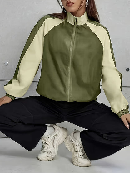 Women's Elegant Mandarin Collar Jacket - Burgundy & Half-Zip Coat with White Piping, All-Season Structured Outerwear (Black /Notch), Machine Washable Casual to Formal Blazer for & Social Events, Jackets For Women, Jacket For