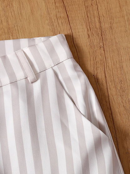 Women's High-Waist Vertical Stripe Wide-Leg Pants for Spring