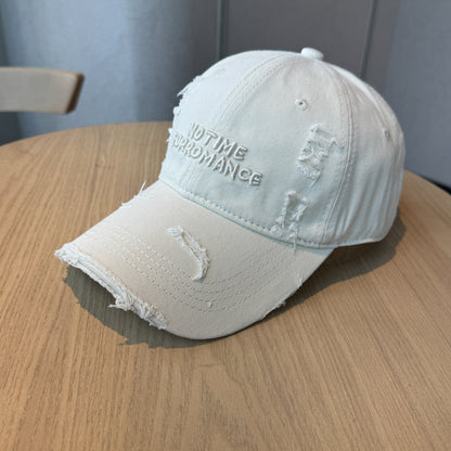 Women’s Embroidered Ripped Washed Baseball Cap Adjustable Fit