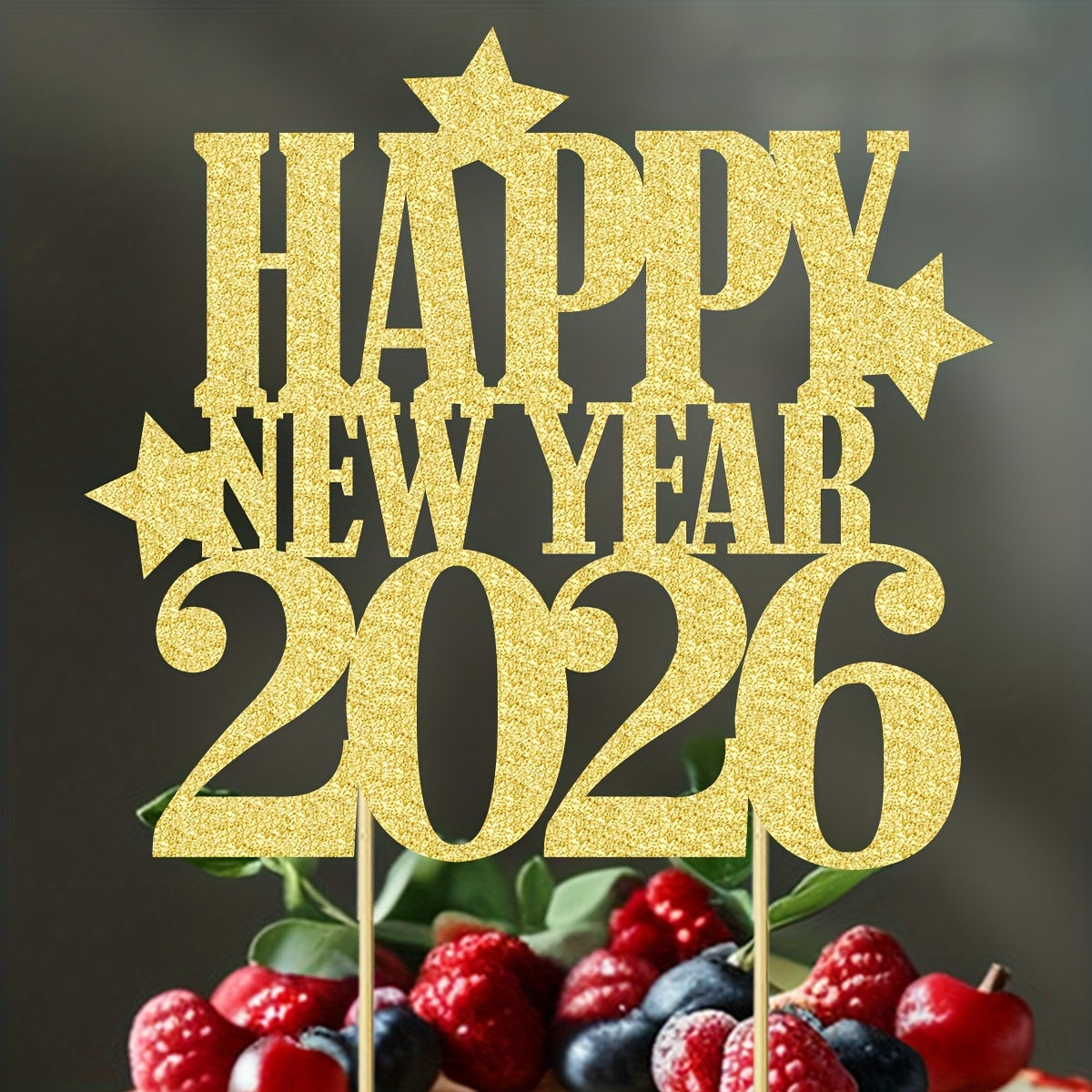 1pc Hello 2026 Numbered Cake Topper - Large White & Golden 2026 Centerpiece for New Year's Eve, & Shower Party Decorations - Number Decor with Black Outline - Easy-to-Use Single-Year Countdown Sign for Christmas,Newyear,Valen