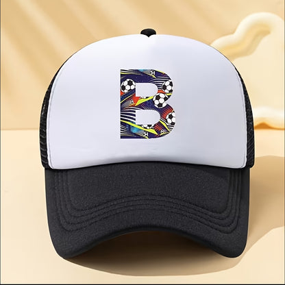 Boys' Breathable Soccer Alphabet Mesh Baseball Cap - Summer Style