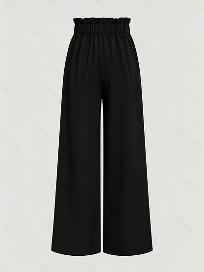 Women's High-Waisted Wide-Leg Trousers - Loose Fit Spring/Summer Pants