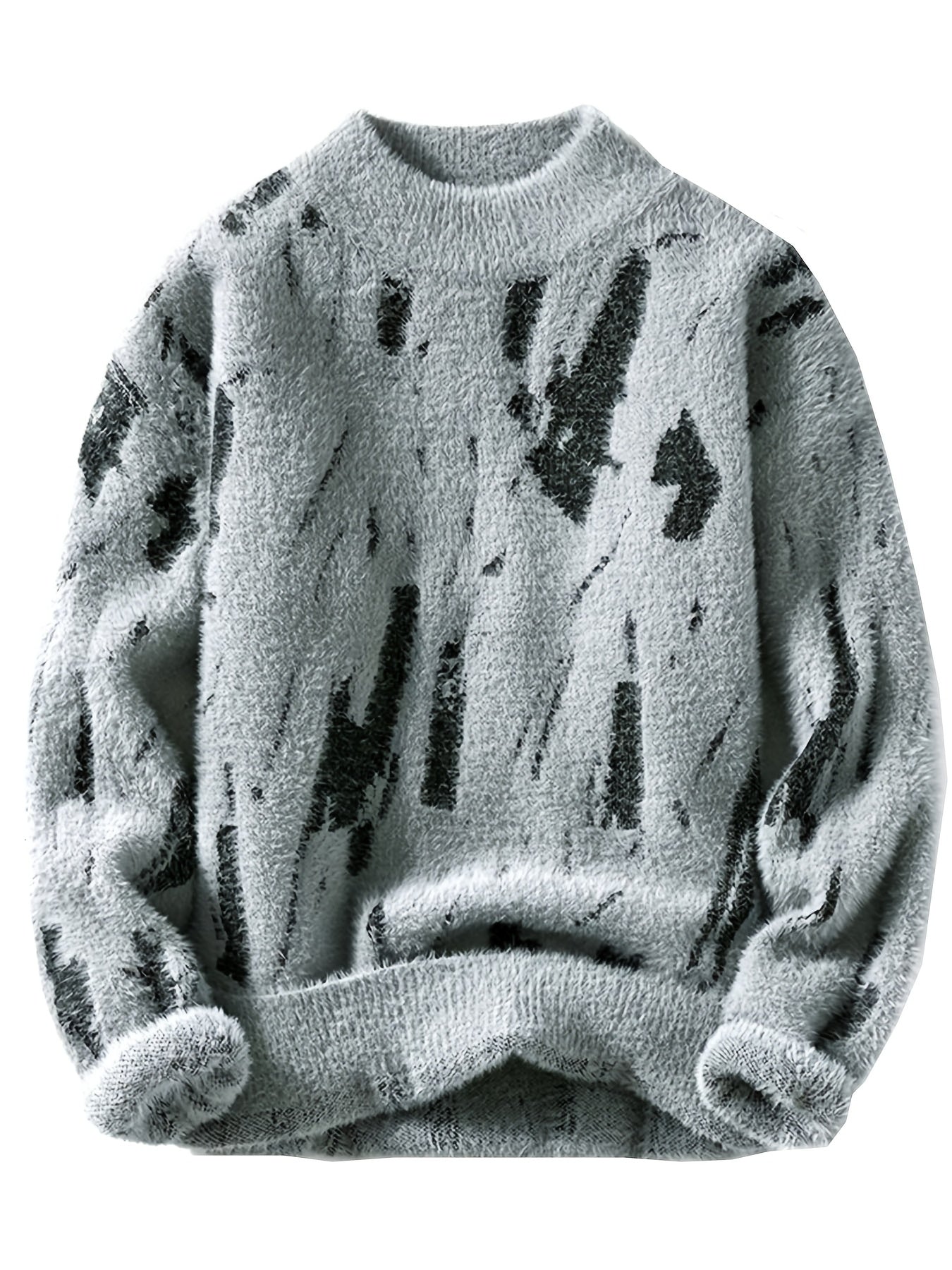 Տղամարդու փափուկ տրիկոտաժե սվիտեր | Կլոր օձիք, հաստ, տաք, առօրյա ոճ, գունային բլոկներով նախշ, աշուն/ձմեռ սեզոն, սովորական չափսի դեռահասների համար