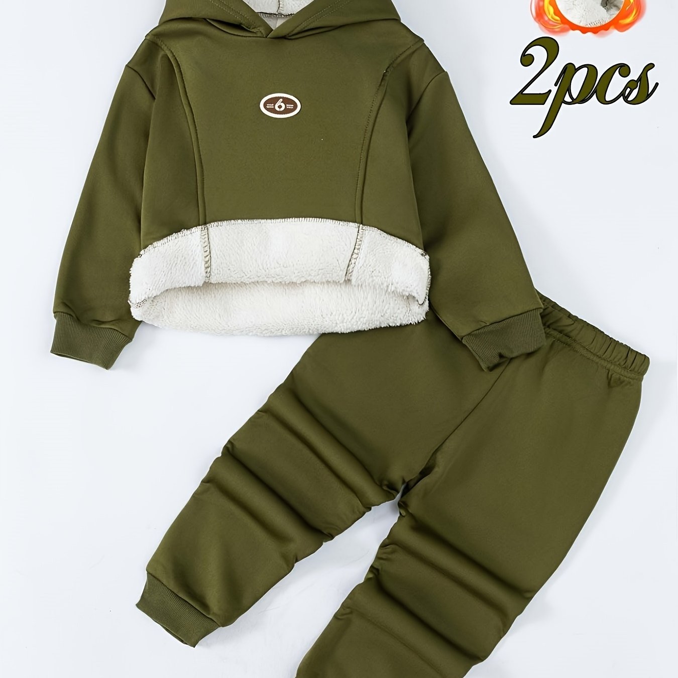 2pcs Autumn and Winter Hot-Selling New Boys' Warm Fleece Set: Hoodie + Thermal Pants, Casual Sporty Style for Outdoor Wear, Perfect for Outdoor, Sportive For Boy, Boy Clothe Age, Boy Set, Clothes Sons, Trening Baieti Copii, B