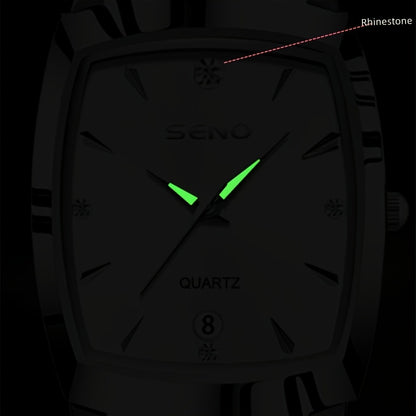 Men's Retro Square Business Watch with IPX7 Waterproof Alloy Strap
