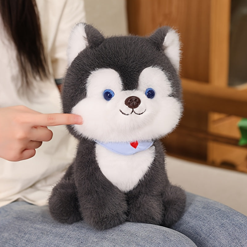 25cm/9.84in Cute Cartoon Husky Dog Plush Toy, Super Soft Stuffed Animal, Perfect Cuddly Gift for Boys and Girls, Birthday Party or Holiday Home Decor