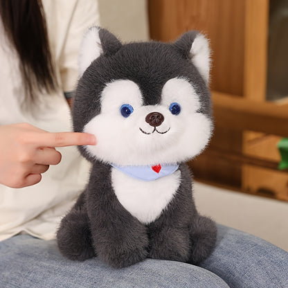 25cm/9.84in Cute Cartoon Husky Dog Plush Toy, Super Soft Stuffed Animal, Perfect Cuddly Gift for Boys and Girls, Birthday Party or Holiday Home Decor