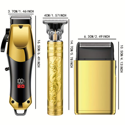 Տղամարդկանց էլեկտրական մազ կտրիչի հավաքածու՝ մորուքի խնամքի համար, որը ներառում է էլեկտրական սափրիչ և T-աձև շեղբ կտրիչ, USB լիցքավորվող կտրիչ՝ տան և պրոֆեսիոնալ ոճավորման համար, ամբողջական գլխի խնամքի հավաքածու, կատարյալ նվեր, ծննդյան նվեր, ոճային դիզայն