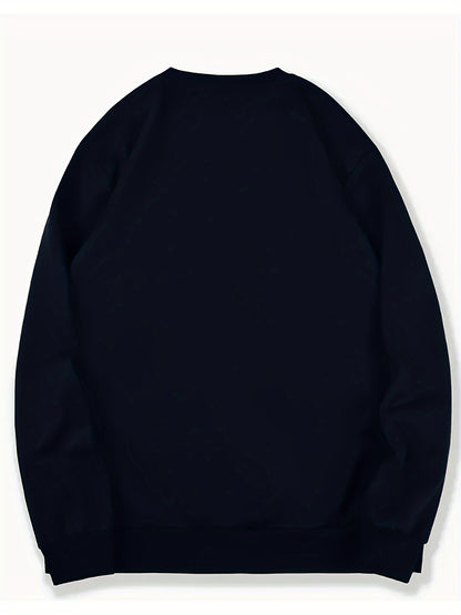 Men's White Christmas & New Year Oversized Sweatshirt - Long Loose Fit Casual Sweater with Pocket, Red Polka Santa Hat & Holly Berry Logo, Pink Heart Accent - Holiday Party Winter Wear (Machine Washable)