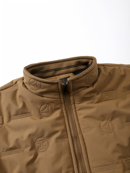 Men's Retro Winter Jacket with Detachable - Stand Collar Coat, Machine Washable Tan/Brown Outer & Black Inner, Golden-Tone Zipper Closure for Cold Weather (No-Stretch Fabric) - Casual & Formal Outerwear, Winter Clothes For Me