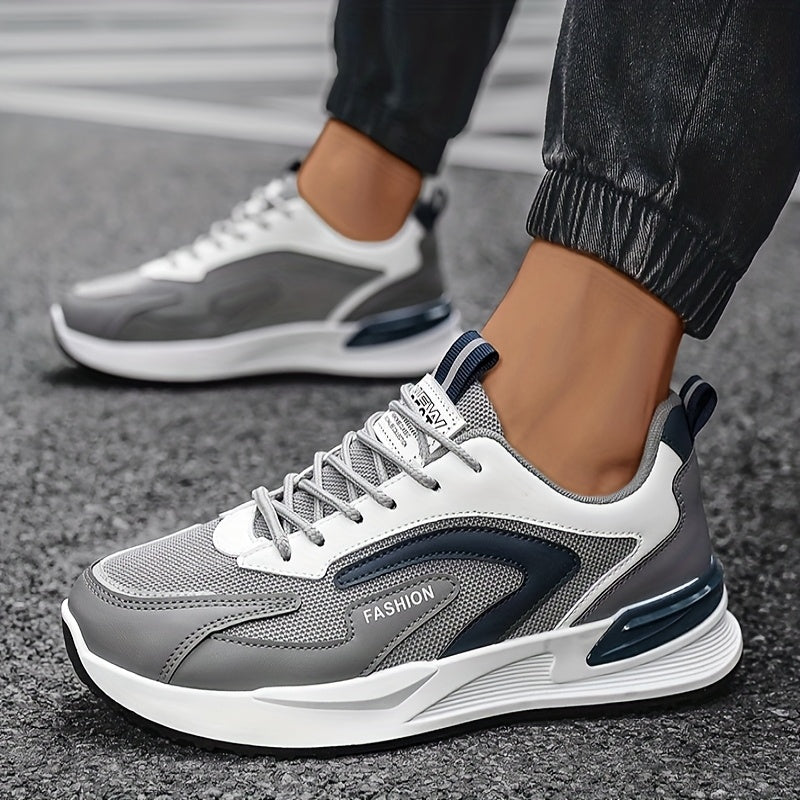 Men'S Plus Size Fashion Sneakers - Breathable Mesh Lace-Up Casual Shoes with Thick PVC Sole, Low-Top Design for All Seasons, Spring/Summer/Fall, Versatile Streetwear, Allseason Shoes | Minimalist Sneakers | Durable PVC Sol - ayq