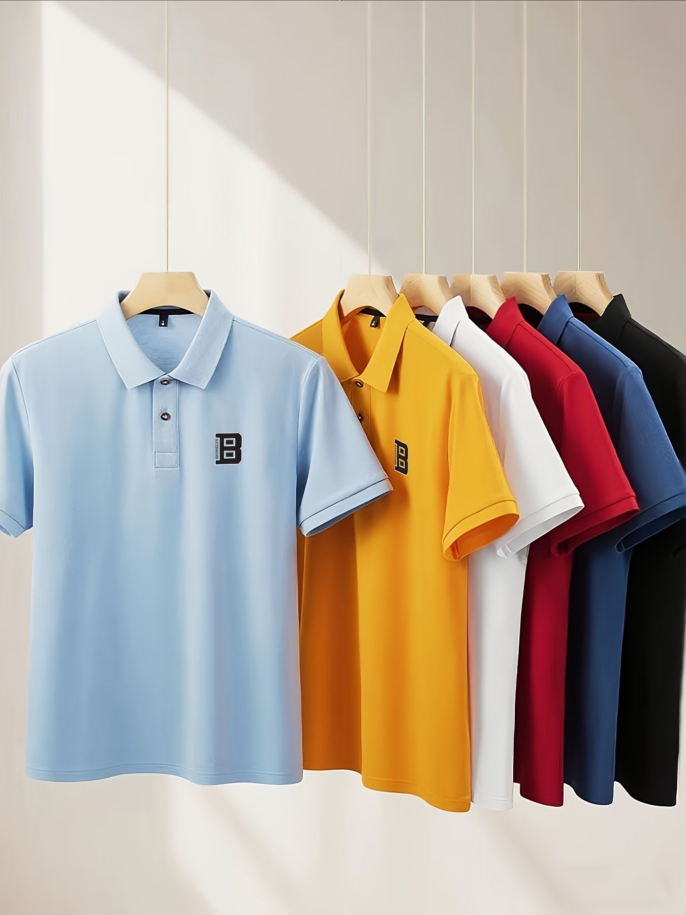 Men'S Fashion Short-Sleeve POLO Shirt | Contrast Rib-Knit Collar with 3D High-Frequency Print | Casual Style, Regular Fit, Summer Season - ayq