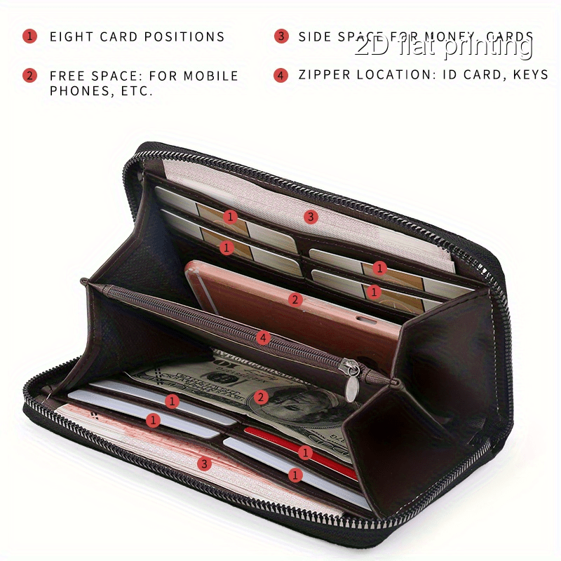 1pc Horse Pattern Ladies Wallet, Single-Sided New Design Large Capacity Multi-Card Slot Long Wallet, Trendy Casual Commuter Zippered Multifunctional Women's Clutch Purse, Pattern Placement May Vary