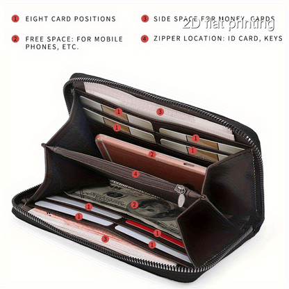 1pc Horse Pattern Ladies Wallet, Single-Sided New Design Large Capacity Multi-Card Slot Long Wallet, Trendy Casual Commuter Zippered Multifunctional Women's Clutch Purse, Pattern Placement May Vary