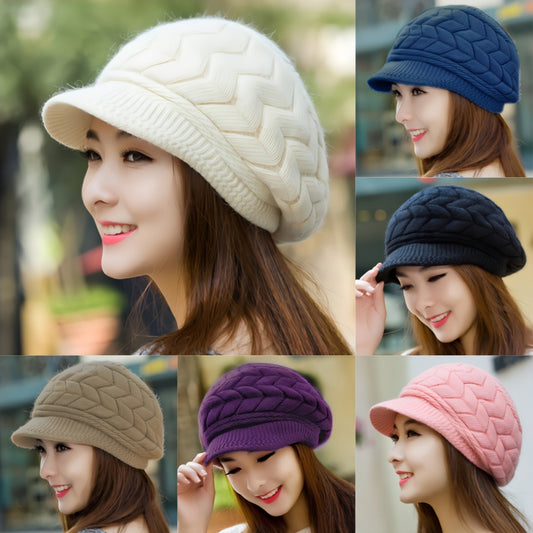 Women's Wool Beret Hat Warm Autumn Winter Outdoor Cap