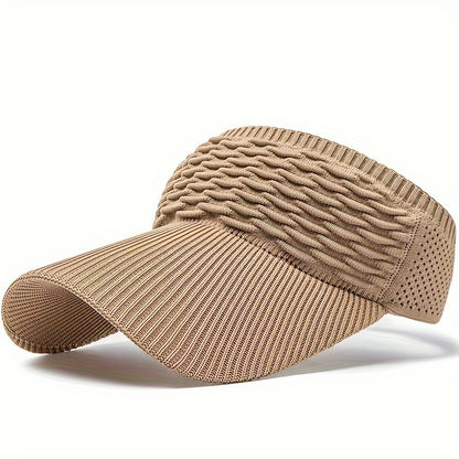 Casual Elastic Knitted Cap, Breathable Women's Empty Top Sunshade Hat For Outdoor Sports And Sun Protection