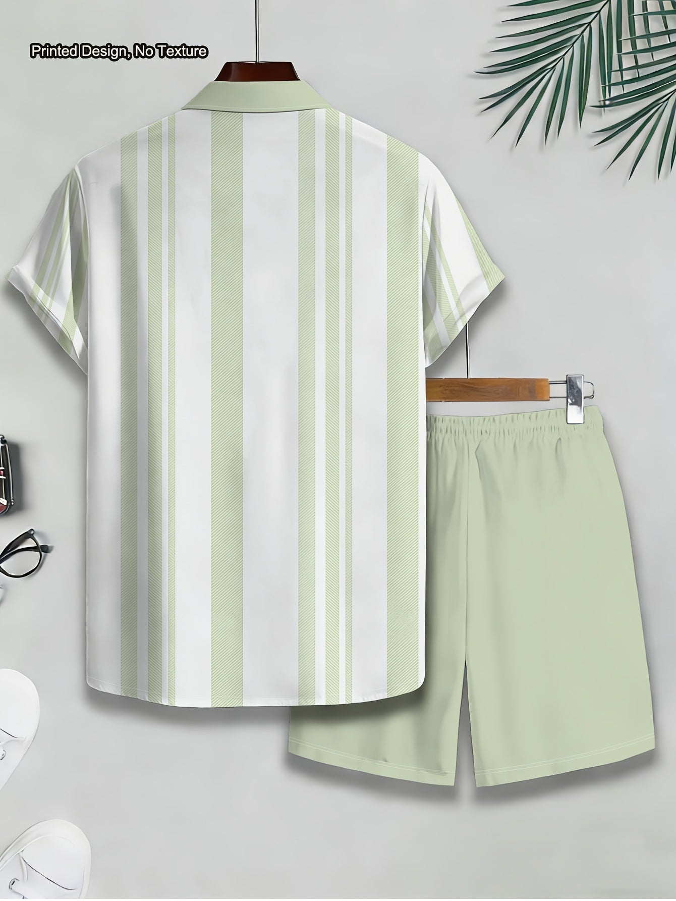 Men's Casual 2-Piece Striped Shirt & Shorts Summer Set