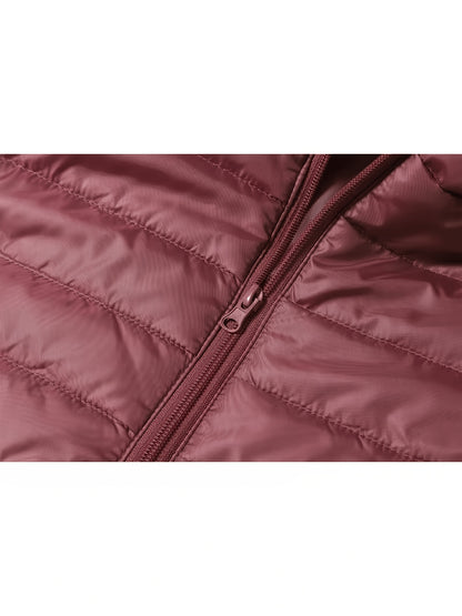 Men's Quilted Hooded Jacket with Ribbed Cuffs for Winter