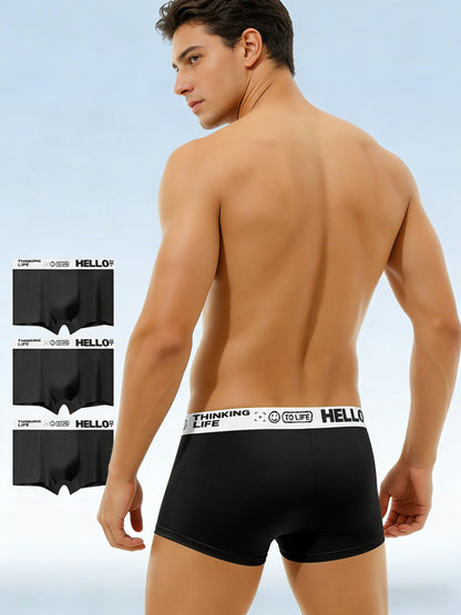 Men's Mid-Low Waist Stretch Boxer Briefs, 3-Pack, Breathable