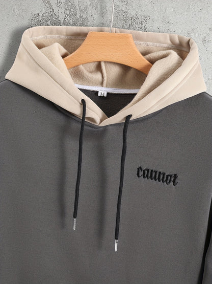 Color Block Cool Hoodies For Men, Men's Casual Graphic Design Hooded Sweatshirt Streetwear For Winter Fall, As Gifts