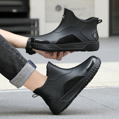 Unisex Low-Top Waterproof Rubber Rain Boots for All Seasons