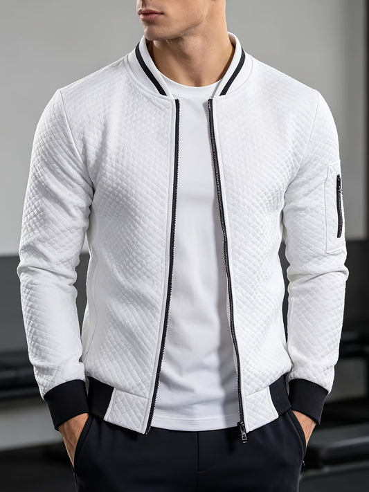 Տղամարդու թելադրված բեյսբոլի բաճկոն՝ կանգնած օձիքով, գարնան/աշնան համար