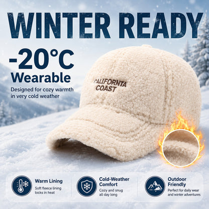 Women’s Warm Plush Baseball Cap, Casual Street Style for Fall and Wint