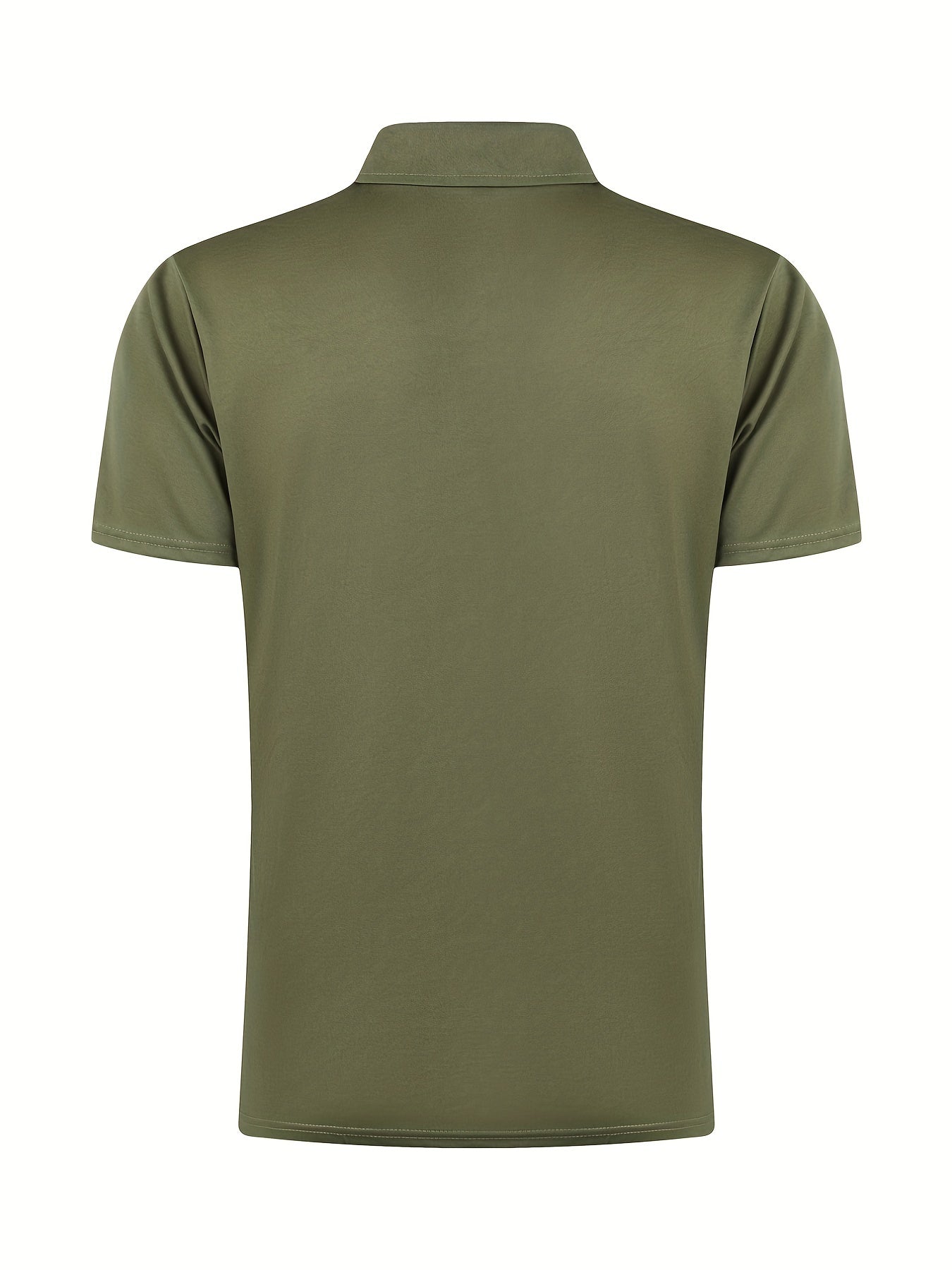 [Golf Apparel] Men's Classic White Shirt - Casual Summer Style with Short Sleeves, Zipper Collar, and Stretch Polyester Fabric - Perfect for Streetwear & Golf