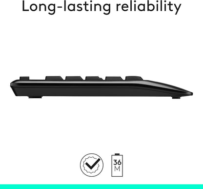 Logitech MK345 Wireless Combo Full-Sized Keyboard with Palm Rest and Comfortable Right-Handed Mouse, 2.4 Ghz Wireless USB Receiver, Compatible with PC, Laptop,Black