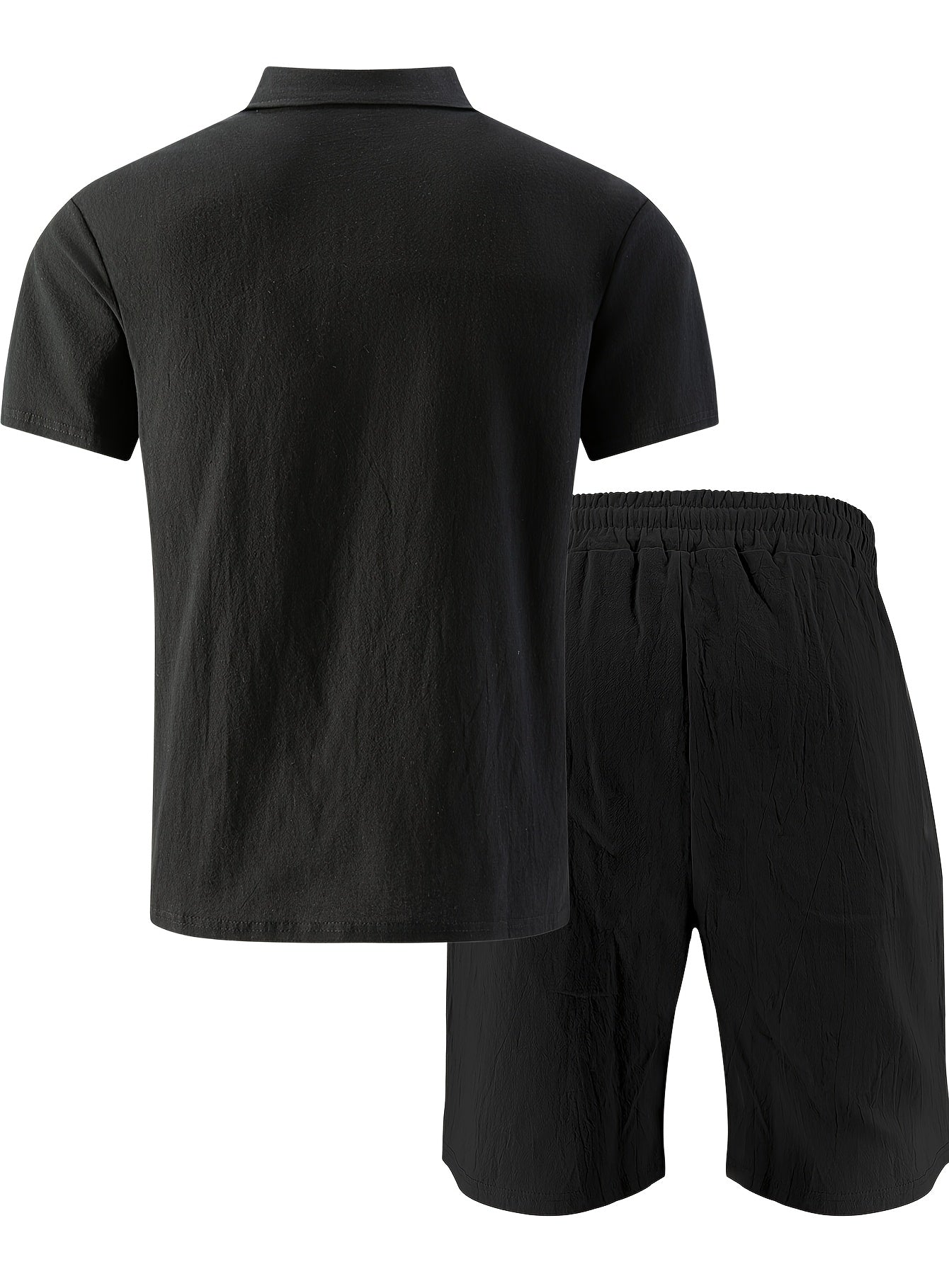 Men's Casual Linen Polo Shirt & Loose Shorts Set for Summer