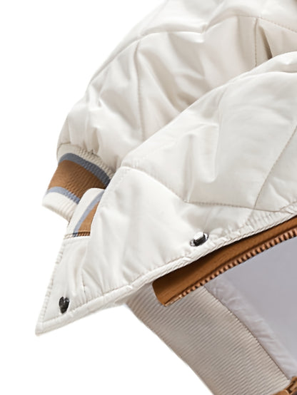 2025 New Product Men's Winter Warm Jacket with Letter Embroidery, Thickened Warm Casual Hooded Faux Two-Piece Jacket Coat for Camping, Christmas New Arrival