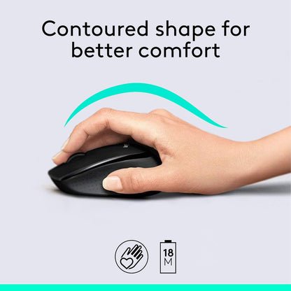 Logitech MK345 Wireless Combo Full-Sized Keyboard with Palm Rest and Comfortable Right-Handed Mouse, 2.4 Ghz Wireless USB Receiver, Compatible with PC, Laptop,Black