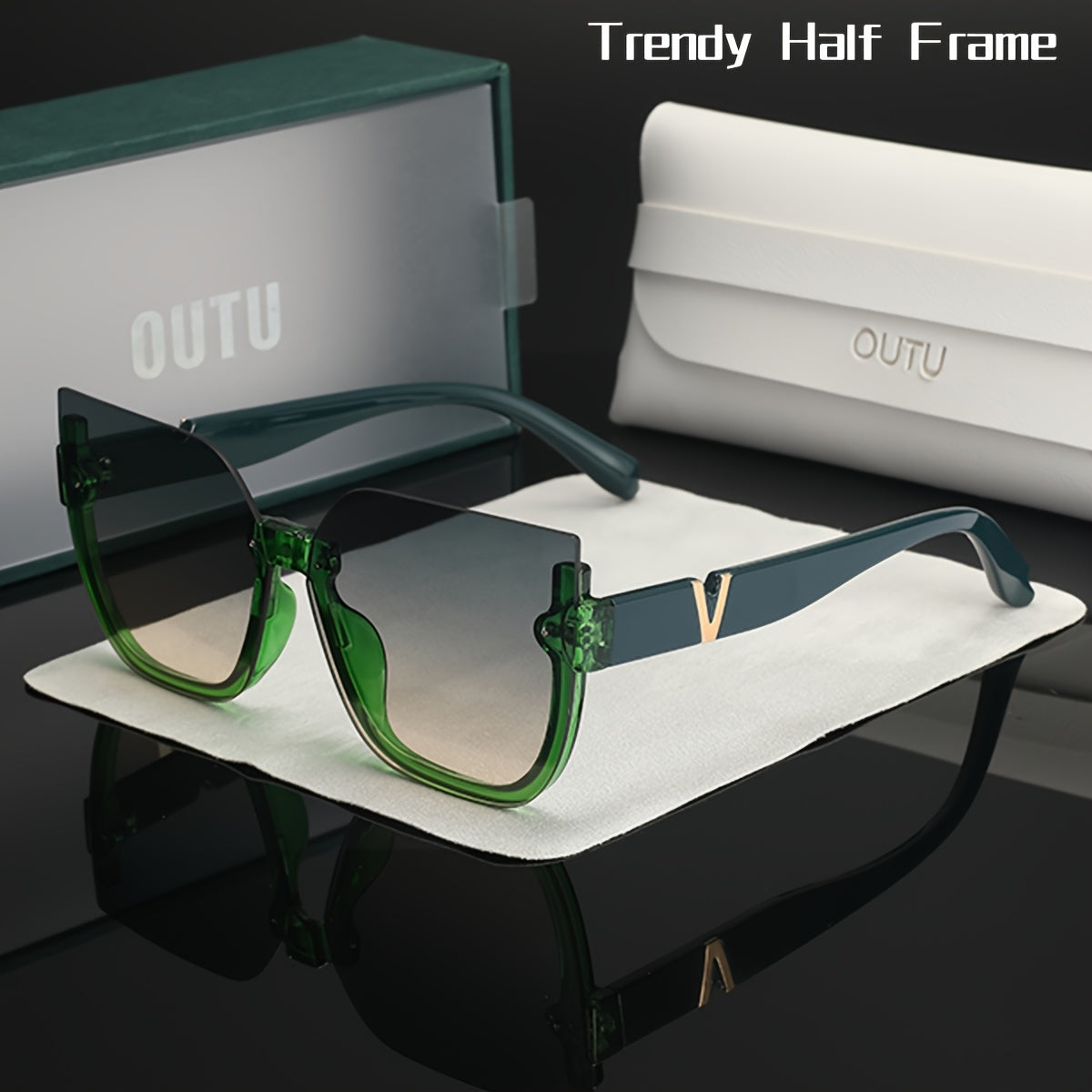 Trendy Semi-Rimless Cat-Eye Women's Eyewear with Polycarbonate Frame