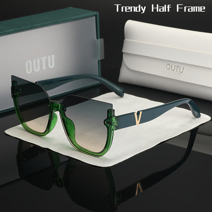Trendy Semi-Rimless Cat-Eye Women's Eyewear with Polycarbonate Frame