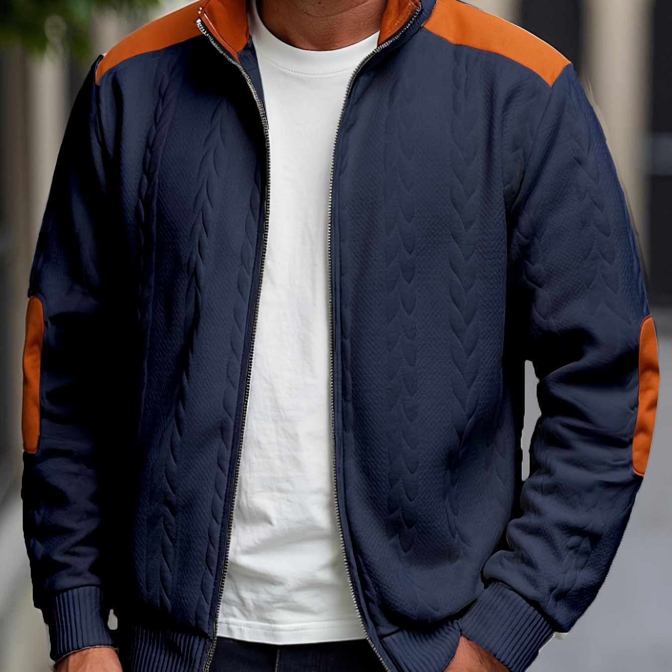Men'S Light Blue Quilted Zip-Up Jacket - Casual Fall/Winter Outerwear with Stand Collar, Long Sleeves, and Front Pockets, Perfect for Casual Attire, Autumn Winter Apparel | Quilted Texture Jacket | Zippered Jacket