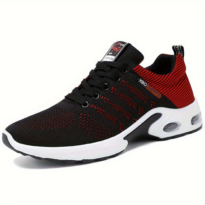 Men'S Breathable Mesh Air Cushion Sneakers - Durable Lace-Up Running Shoes with PVC Sole, Fabric Inner & Upper, for Outdoor Sports and Casual Wear, Low-Top Design, All-Season Comfort, Allseason Running Shoes|Modern Casual Sho