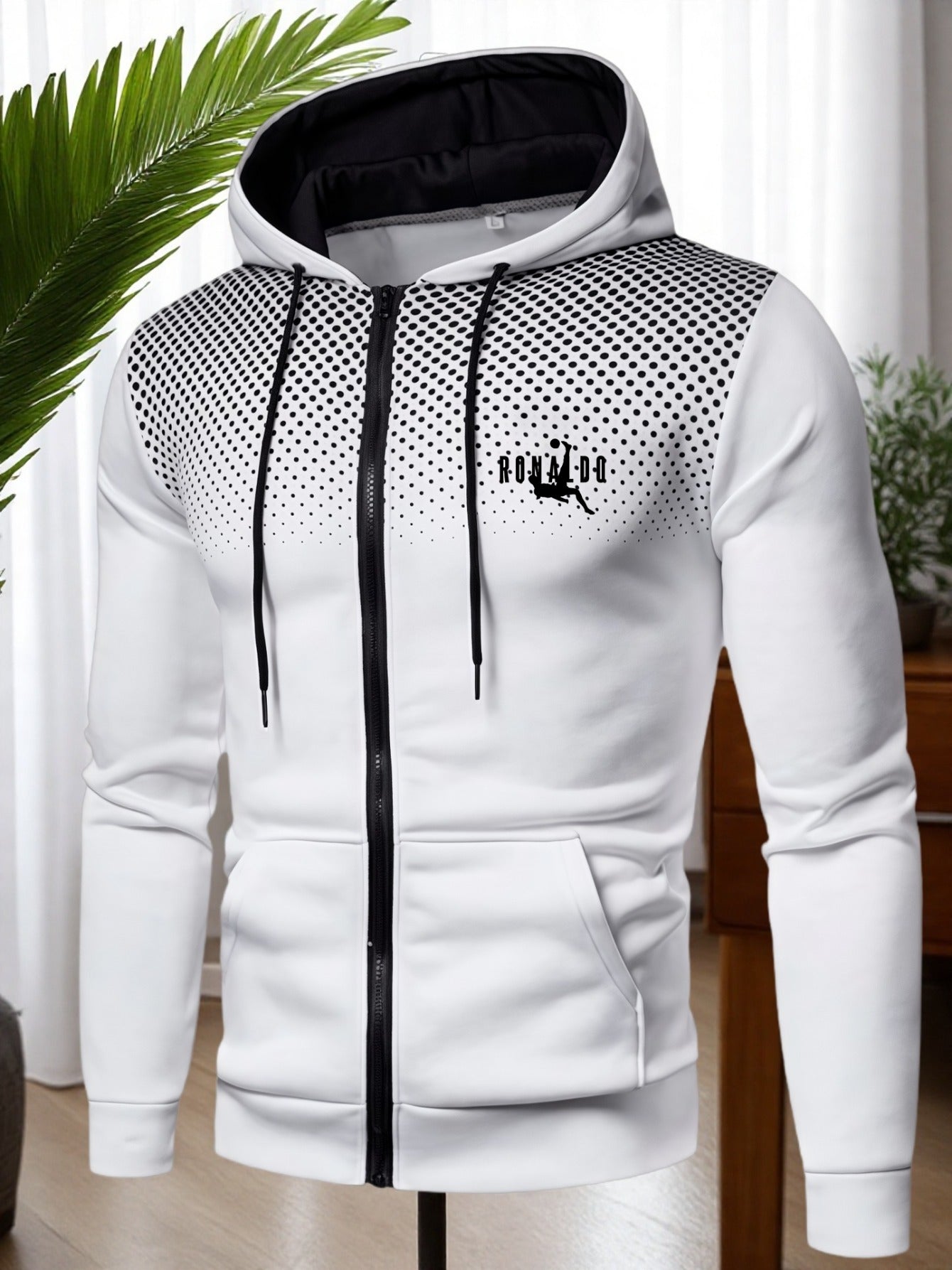 Men's Red Hooded Zip-Up Jacket with Logo Patch Pocket - Logo Personalization, Full-Zip Front Closure, Hooded Collar & Black Zipper - Casual Sportswear Winter Coat for Gym,, Streetwear () - Logo Printing Service, Mens Clothes,